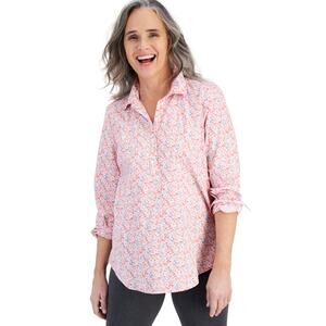 Petite Style & Co Petite Printed Popover Shirt PXL NWT
